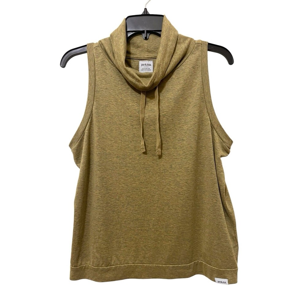 PRANA Cozy Up Barmsee Sweet Grass Heather Tank Top Cowl Neck Hemp Blend Size XS - Picture 5 of 7